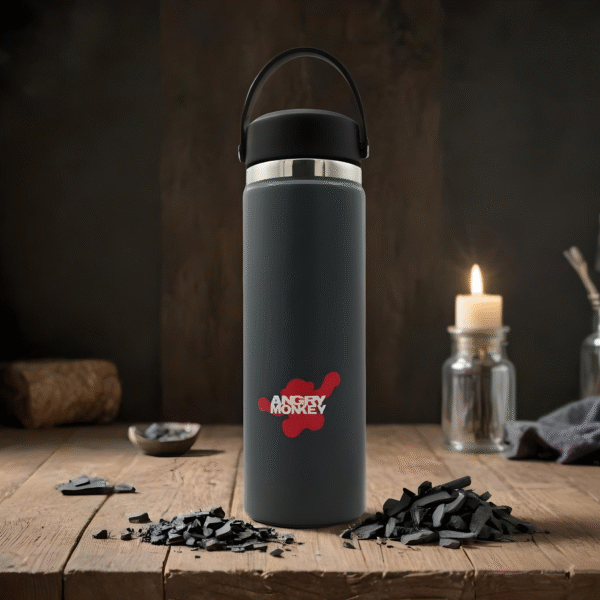 Angry Monkey insulated bottle – keeps drinks hot or cold for hours.