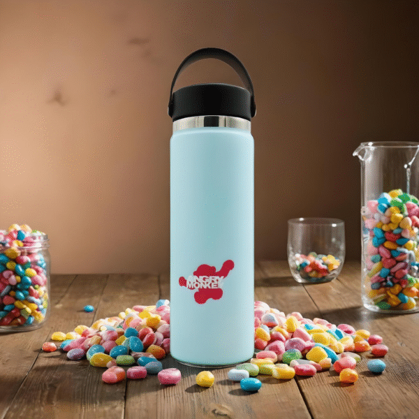Angry Monkey insulated bottle – keeps drinks hot or cold for hours.