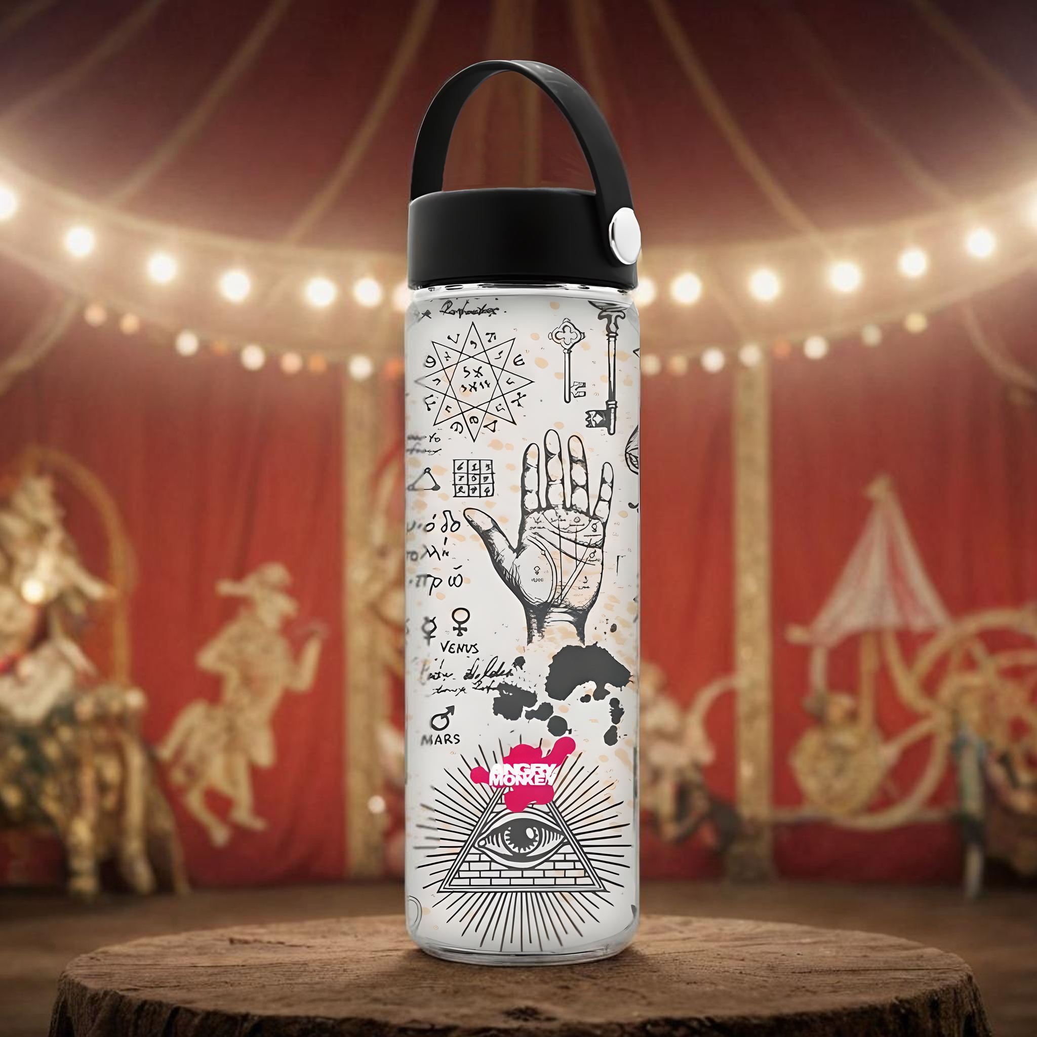 Angry Monkey insulated bottle – keeps drinks hot or cold for hours.
