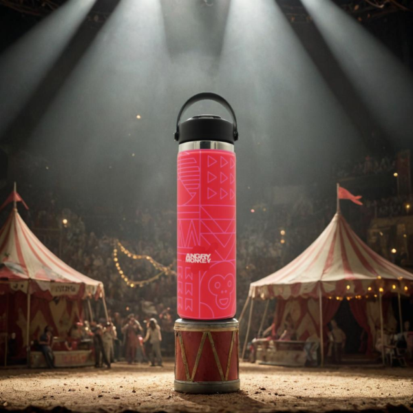 Angry Monkey insulated bottle – keeps drinks hot or cold for hours.