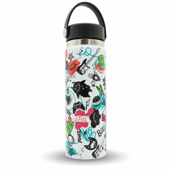 Angry Monkey insulated bottle – keeps drinks hot or cold for hours.